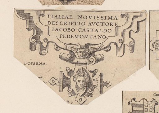 Cartouche with a stag's head and a female mask