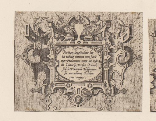 Cartouche with putti and masks