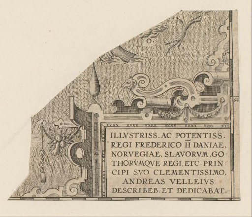 Rectangular cartouche with an animal head and a bunch of fruit