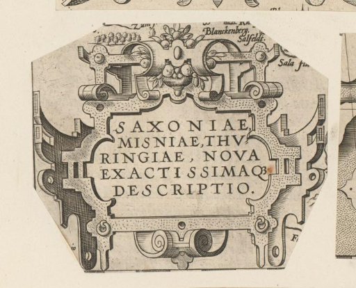 Cartouche with a vase of scrollwork