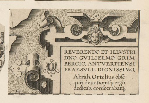 Corner cartouche with a female mask