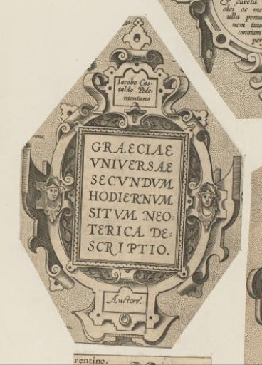 Cartouche with two masks