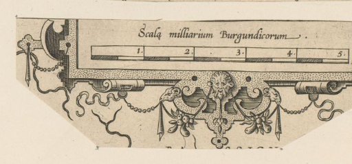 Long corner cartouche with a scale
