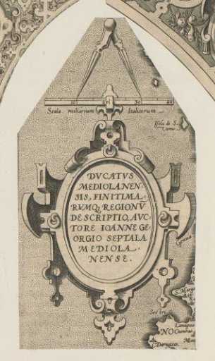 Oval cartouche with scale and compass
