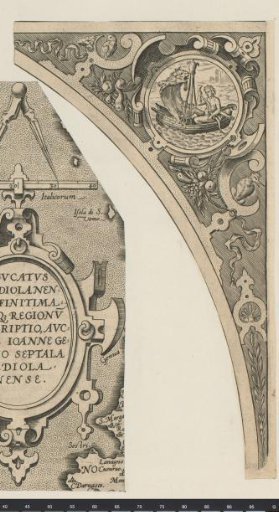 Corner ornament with Hercules in a boat