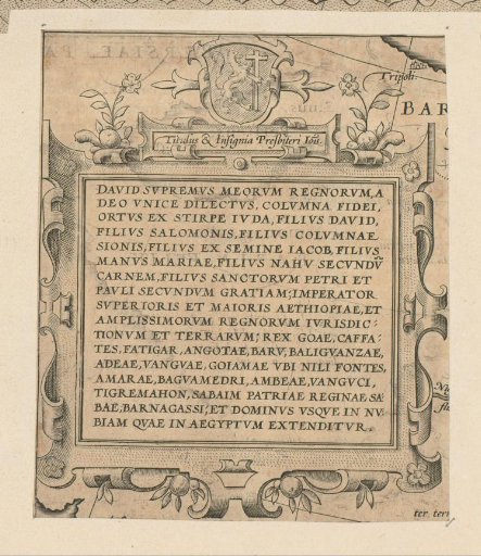 Rectangular cartouche with the Lion of Judah