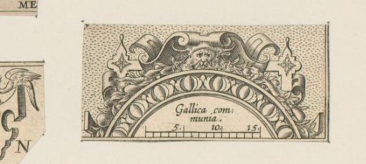 Half-round cartouche with a scale