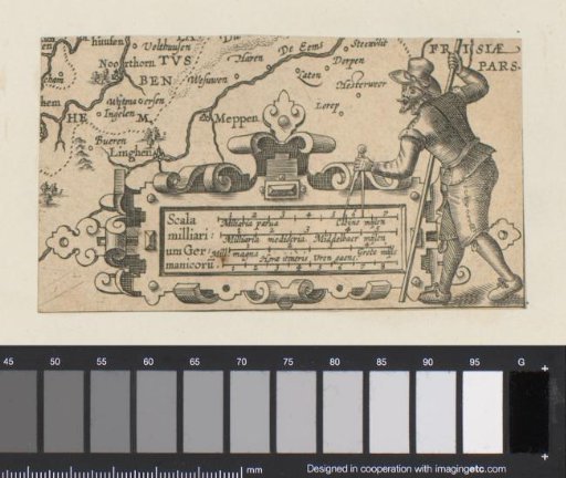 Elongated cartouche with a surveyor