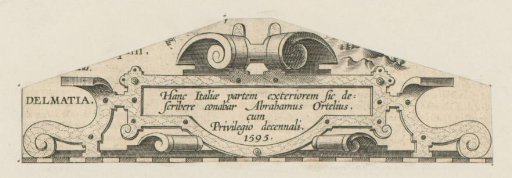 Cartouche with scroll and strapwork