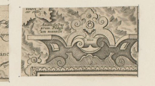 Top of a cartouche with scrollwork