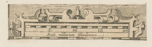 Elongated cartouche with scale bar and scrollwork
