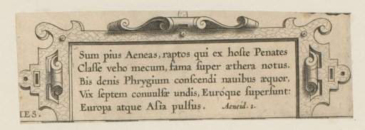 Rectangular cartouche with scrollwork