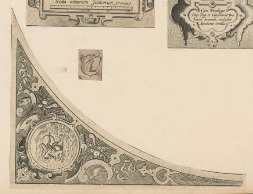 Corner ornament with Hercules holding a bow and arrow