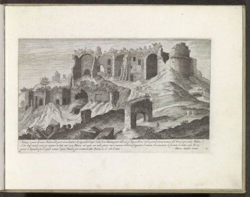 Ruins on the slopes of the Palatine, with an arch of the Aqua Claudia