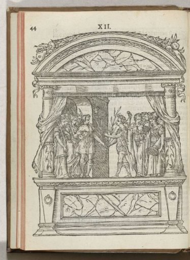 First decorated scaffold with stage: reception of the peace-loving prince, 1577