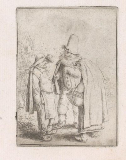 Man with a pleated collar with a peasant couple