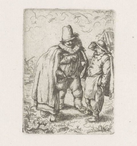 Man with a pleated collar with a peasant couple