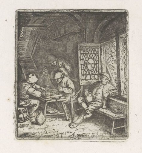 Peasant interior with tric-trac players