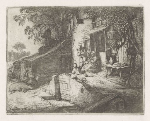 Spinning woman in front of a house