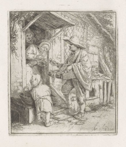 Spectacle seller with an elderly woman