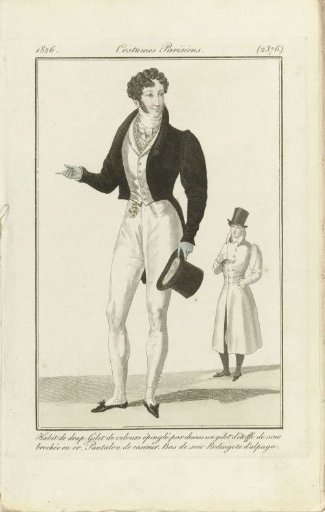 Journal des dames et des modes 1826, Costumes Parisiens (2376): Habit de drap (...)
