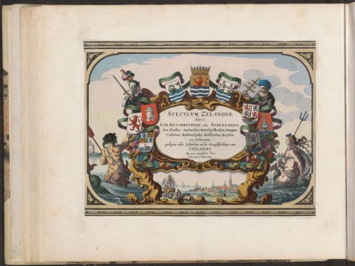 Title print for a series of city views, castles, manor houses, and country estates in Zeeland