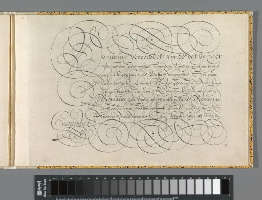 Writing sample with the text: Romanus benoordeelt zynde dat hy niet (...)