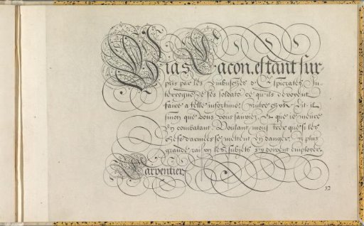 Writing sample with the text: Bias Lacon, estant sur (...)