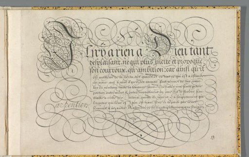 Writing sample with the text: Il n'a rien a Dieu tant (...)