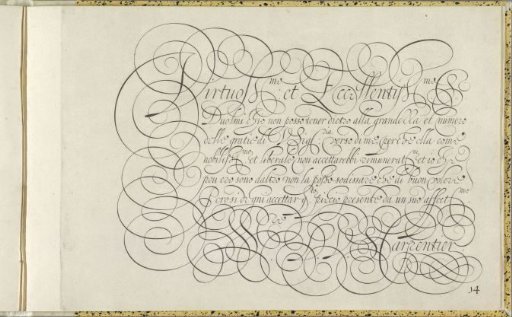 Writing sample with the text: Virtuossme et Eccellentissme (...)