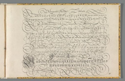 Writing sample with the alphabet