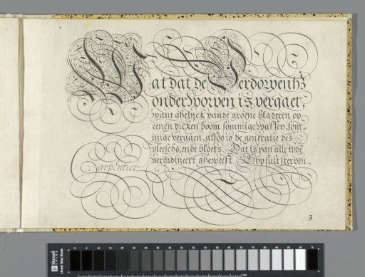 Writing sample with the text: Wat dat de Verdorvenys (...)