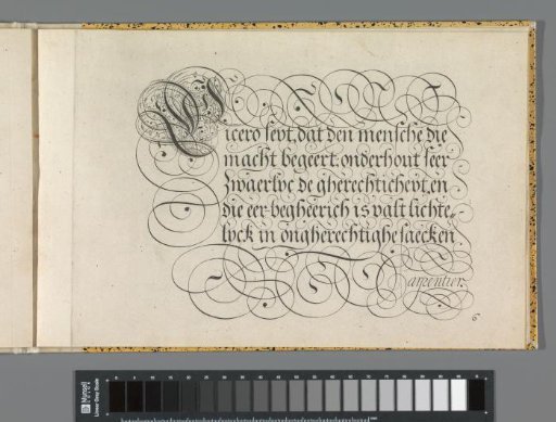 Writing sample with the text: Cicero seyt (...)