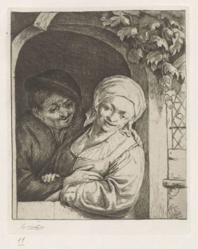 Farmer and farmer's wife as a couple in a doorway