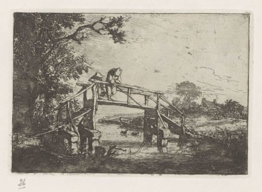 Two fishermen on a bridge