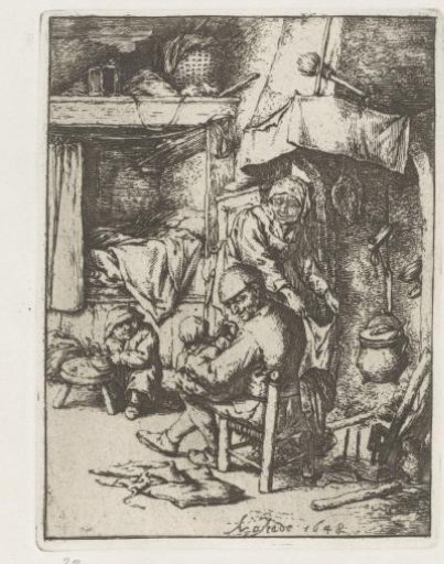 Father with child on his lap in an interior