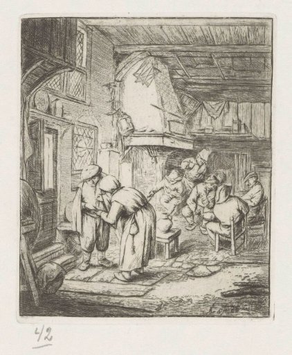 Man pays his bill to a woman in an inn