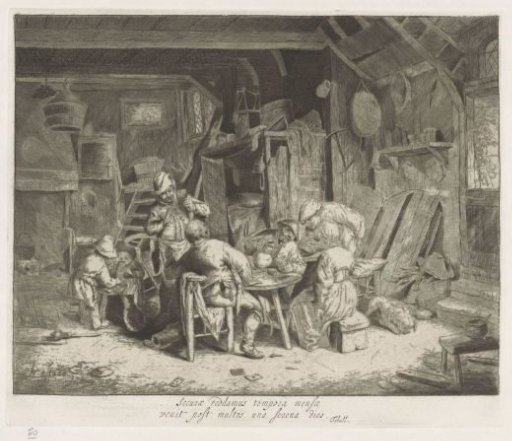 Peasants at a meal in an inn