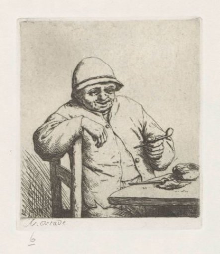 Smoking farmer with his arm over a chair back
