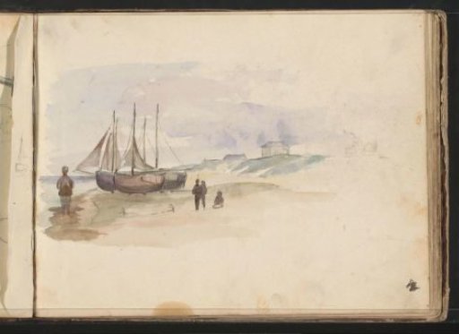Sailing Boats and Figures on a Beach