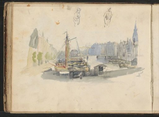 City view with boats on a canal