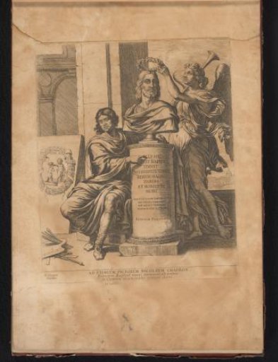 Nicolas Chaperon, seated next to a bust of Raphael crowned by Fame