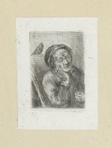 Sleeping old man with a bird