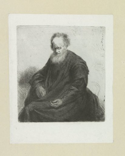Seated old man with a long cloak