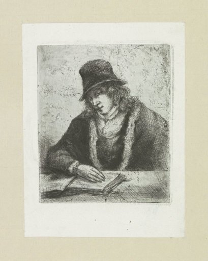 Reading man with a hat