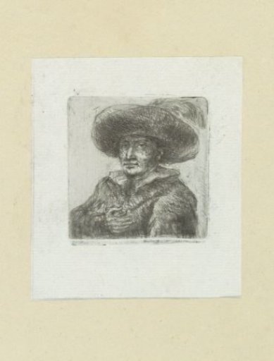 Man with a round hat with a feather