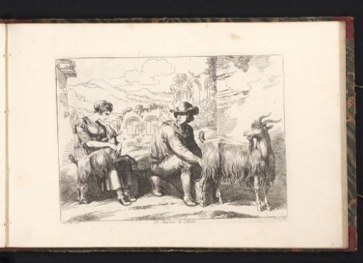 Man and woman with goats