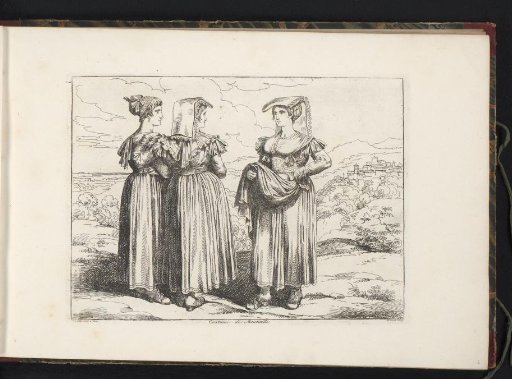 Three women from Monticelli in a landscape