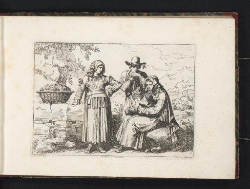 Young man with two women and a child from Filettino