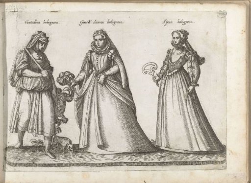 Three women dressed according to the fashion of Bologna, ca. 1580
